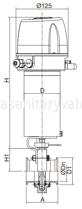 DIN Hygienic Intelligent Pneumatic Clamped Butterfly Valve..